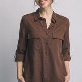 Mila Linen Blend Button Down Shirt