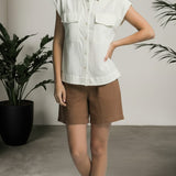 Capri Sleeveless Collared Button Down Shirt