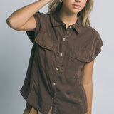 Capri Sleeveless Collared Button Down Shirt