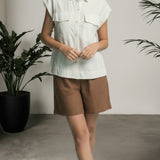 Capri Sleeveless Collared Button Down Shirt