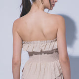 Jade Strapless Smocked Ruffle Hem Top