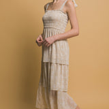 Carly Floral Smocked Tiered Midi Dress