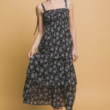 Carly Floral Smocked Tiered Midi Dress