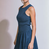 Carrie Smocked Denim Midi Dress