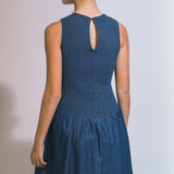Carrie Smocked Denim Midi Dress