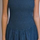 Carrie Smocked Denim Midi Dress