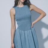 Carrie Smocked Denim Midi Dress