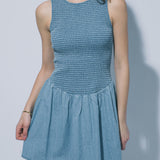 Carrie Smocked Denim Midi Dress