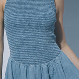 Carrie Smocked Denim Midi Dress