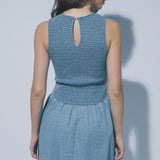 Carrie Smocked Denim Midi Dress