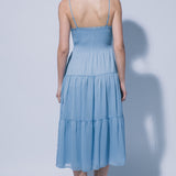 Sky Smocked Lace Detail Midi Dress