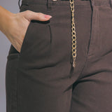 Diana High Waisted Pleated Shorts with Gold Chain Belt