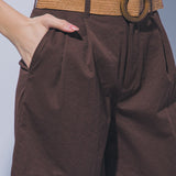 Jada Pleated High Waist Linen Shorts