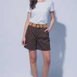 Jada Pleated High Waist Linen Shorts