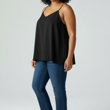 Mara V-Neck Back Cross Strap Woven Top