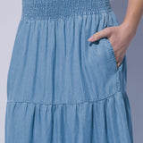 Dana Tiered Tencel Denim Maxi Skirt