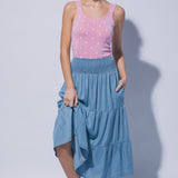 Dana Tiered Tencel Denim Maxi Skirt
