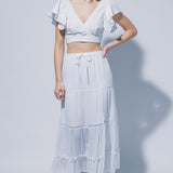 Lacey Boho Side Slit High Waist Maxi Skirt