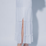 Lacey Boho Side Slit High Waist Maxi Skirt