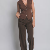 Tory Deep V-Neck Button Knit Vest