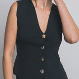 Tory Deep V-Neck Button Knit Vest
