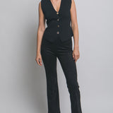 Tory Deep V-Neck Button Knit Vest