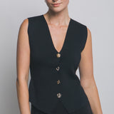 Tory Deep V-Neck Button Knit Vest