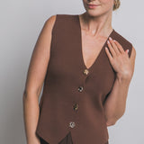 Tory Deep V-Neck Button Knit Vest
