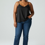 Mara V-Neck Back Cross Strap Woven Top