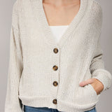 Cozy Cropped Button Front Knit Cardigan