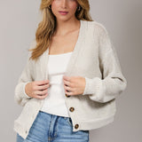 Cozy Cropped Button Front Knit Cardigan