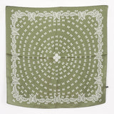 Green Multi Print Silk-Look Geometric Bandana Scarf