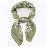 Green Multi Print Silk-Look Geometric Bandana Scarf