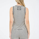 Melly Stripe Knit Sleeveless Tank & High Waist Wide Leg Pants Set