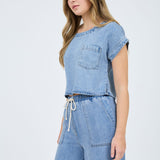 Lori Chambray Cropped Top