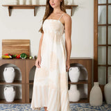 Oceanside Seashell Square Neck Spaghetti Strap Midi Dress