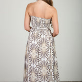 Lila Strapless Damask Midi Dress