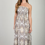 Lila Strapless Damask Midi Dress