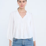 Beth V-Neck Ruffle Trim Blouse