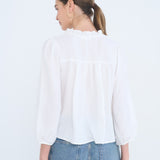 Beth V-Neck Ruffle Trim Blouse