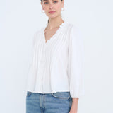 Beth V-Neck Ruffle Trim Blouse