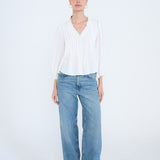 Beth V-Neck Ruffle Trim Blouse