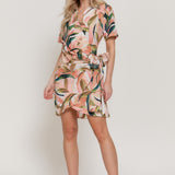 Lea Wrap Front Printed Mini Dress