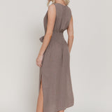 Anne Stripe Linen-Effect Midi Dress
