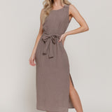 Anne Stripe Linen-Effect Midi Dress