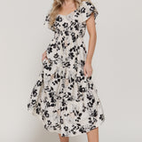 Gia Floral Print V-Neck Flutter Sleeve Maxi Dress