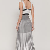 Beverly Cream & Black Stripe Sleeveless Long Maxi Dress