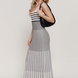 Beverly Cream & Black Stripe Sleeveless Long Maxi Dress