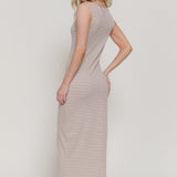 Marina Sleeveless Stripe Rib Knit Midi Dress