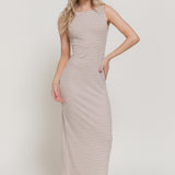 Marina Sleeveless Stripe Rib Knit Midi Dress